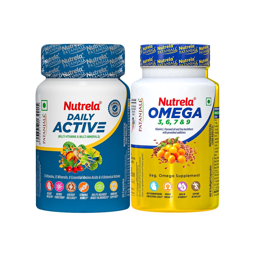 NUTRELA Omega 3 6 7 9 Supplement, 60 Veg Softgels, with Flaxseed Oil and Sea Buckthorn Oil (22)