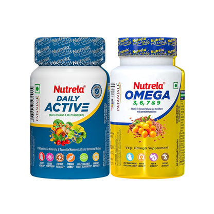 NUTRELA Omega 3 6 7 9 Supplement, 60 Veg Softgels, with Flaxseed Oil and Sea Buckthorn Oil (22)