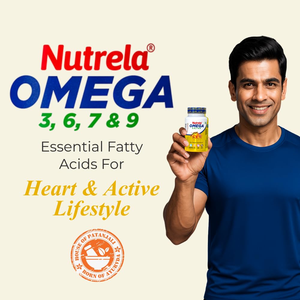NUTRELA Omega 3 6 7 9 Supplement, 60 Veg Softgels, with Flaxseed Oil and Sea Buckthorn Oil - in use