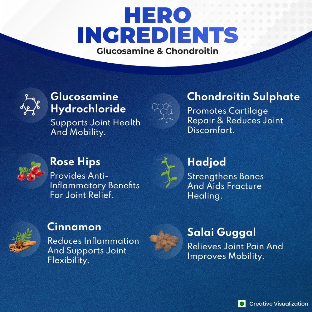 Nutrela Ortho Powder, 300g, Dietary Supplement with Glucosamine, Chondroitin, MSM, and Ayurvedic Botanicals - label detail