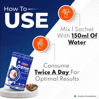 Nutrela Ortho Powder, 300g, Dietary Supplement with Glucosamine, Chondroitin, MSM, and Ayurvedic Botanicals - close-up detail