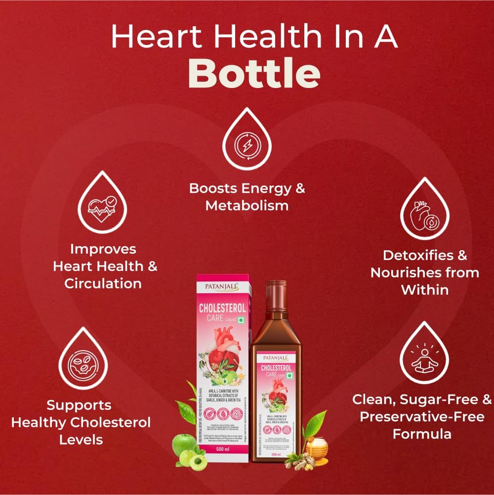 Nutrela Patanjali Cholesterol Care Liquid, 500ml, Herbal Dietary Supplement - ingredients panel