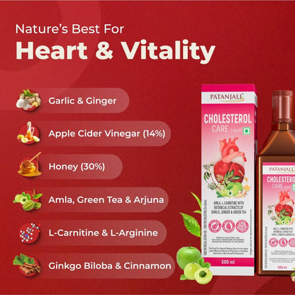 Nutrela Patanjali Cholesterol Care Liquid, 500ml, Herbal Dietary Supplement - in use