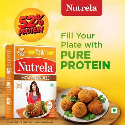 Nutrela Soya Granules, 200g, Vegan, Contains Iron and Calcium - packaging