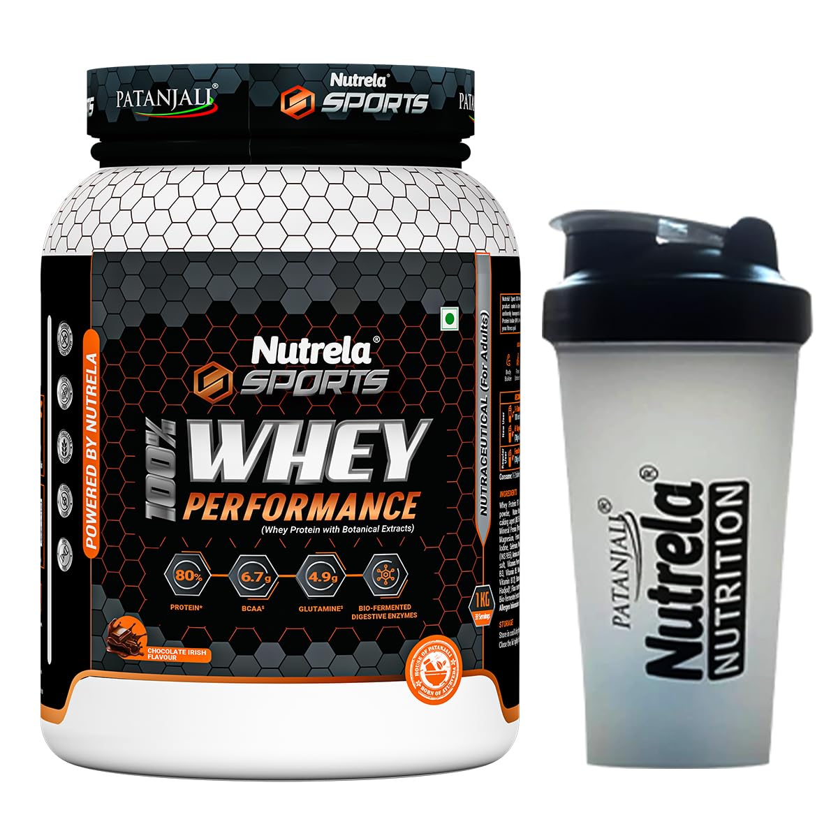NUTRELA Sports Patanjali Whey Protein Powder, Concentrate + Isolate, 24g Protein, Vegetarian Formula