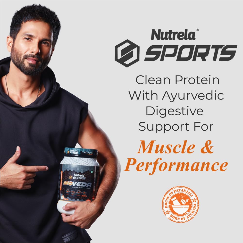 NUTRELA Sports Whey Protein Isolate Powder by Patanjali, Whey Protein Supplement - front view (11)