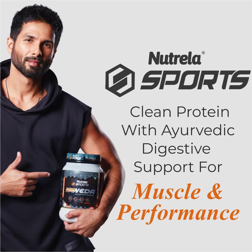 NUTRELA Sports Whey Protein Isolate Powder by Patanjali, Whey Protein Supplement - front view (35)
