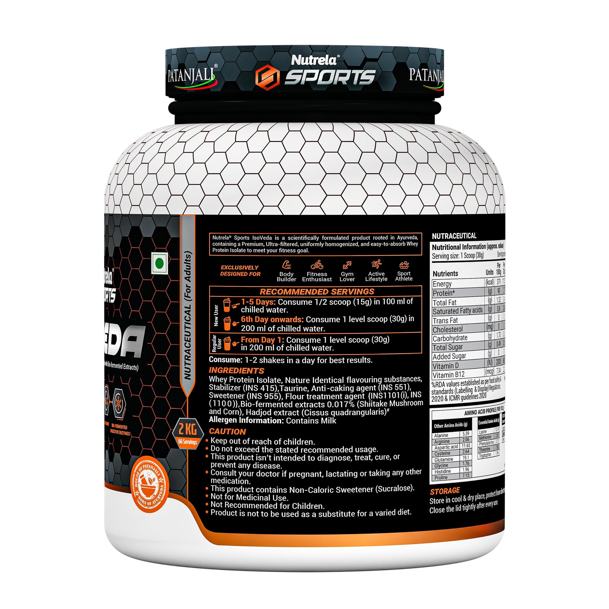 NUTRELA Sports Whey Protein Isolate Powder by Patanjali, Whey Protein Supplement - close-up detail (40)