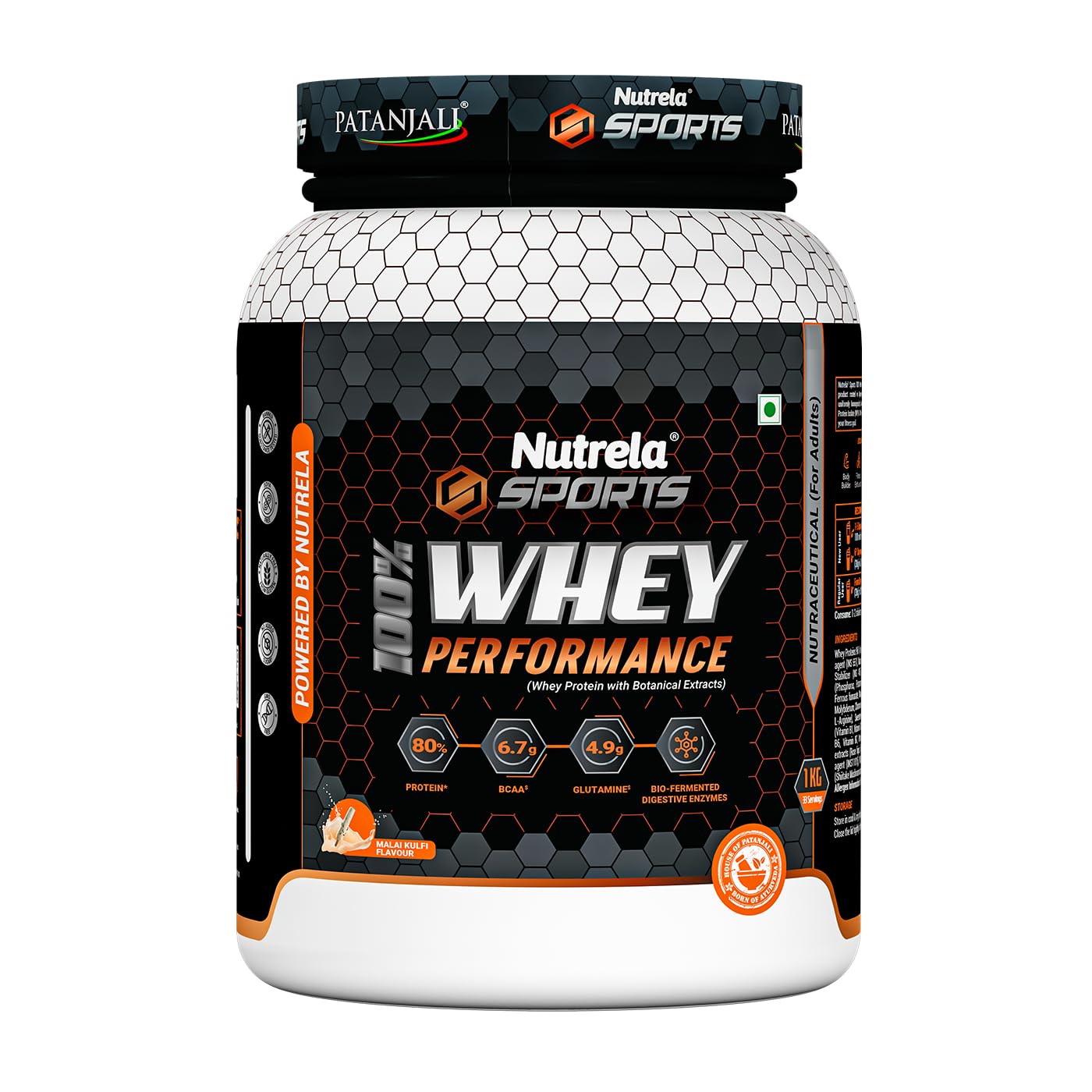 NUTRELA Sports Whey Protein Powder, Concentrate + Isolate Blend, 24g Protein per Scoop, with Digestive Enzymes, Adult, Vegeta