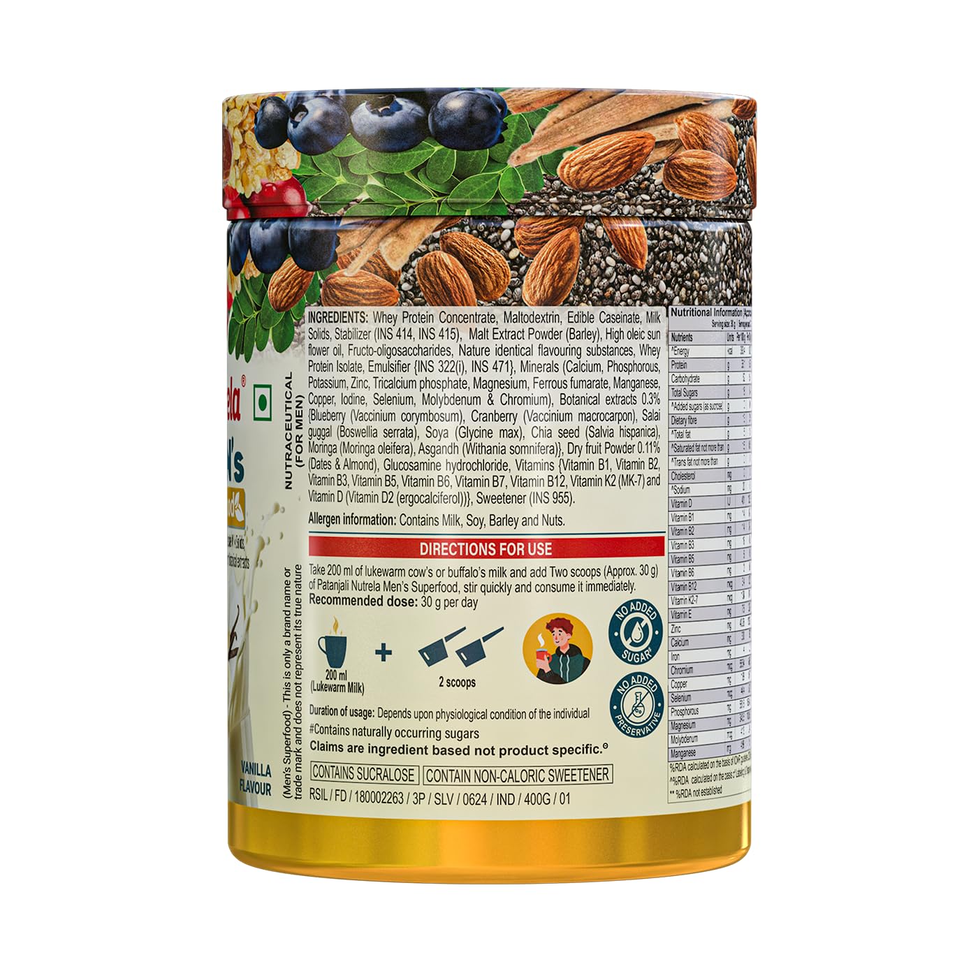 NUTRELA Sports Whey Protein Powder, Concentrate + Isolate Blend, 24g Protein per Scoop, with Digestive Enzymes, Adult, Vegeta