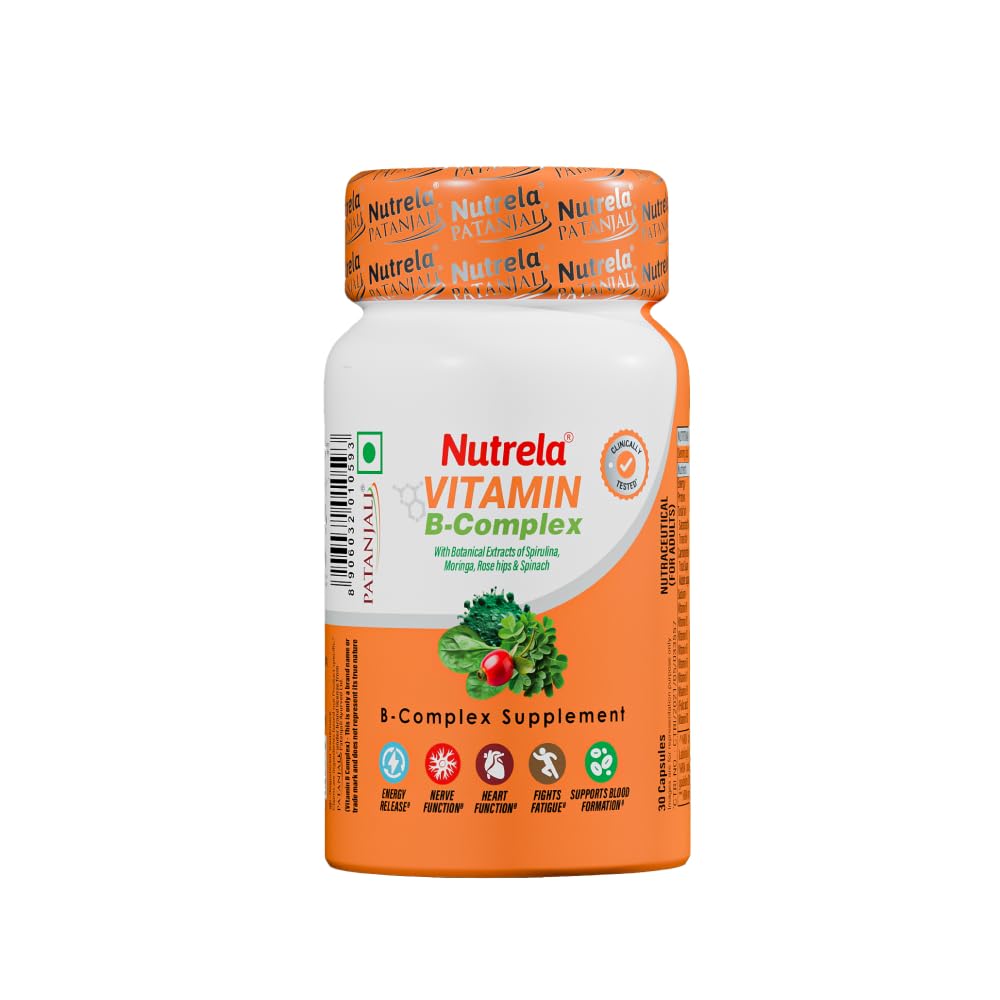 NUTRELA Vitamin B-Complex Supplement - Biofermented B Vitamins, 30 Veg Capsules, with Moringa and Spirulina