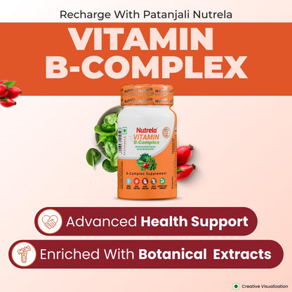 NUTRELA Vitamin B-Complex Supplement - Biofermented B Vitamins, 30 Veg Capsules, with Moringa and Spirulina - front view