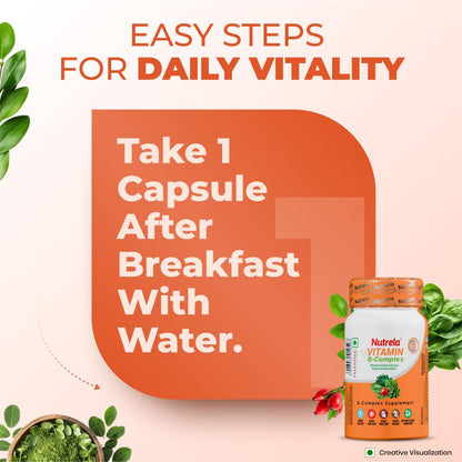 NUTRELA Vitamin B-Complex Supplement - Biofermented B Vitamins, 30 Veg Capsules, with Moringa and Spirulina - ingredients pan