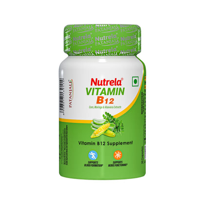 NUTRELA Vitamin B12 Biofermented Plant Based Supplement, with Moringa and Aloe Vera, 30 Veg Capsules