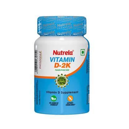 Nutrela Vitamin D-2K 60 Chewable Tablets, Vanilla Flavor, Plant-Based Vitamin D3 from Lichen