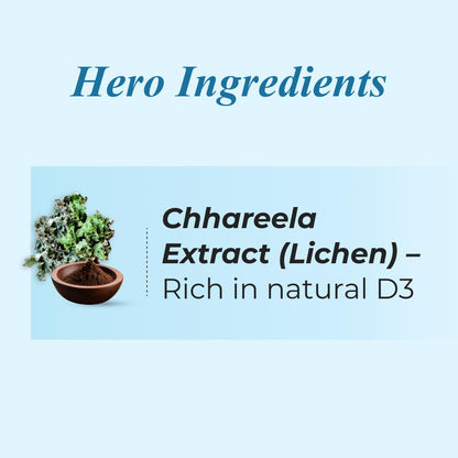 Nutrela Vitamin D-2K 60 Chewable Tablets, Vanilla Flavor, Plant-Based Vitamin D3 from Lichen - label detail