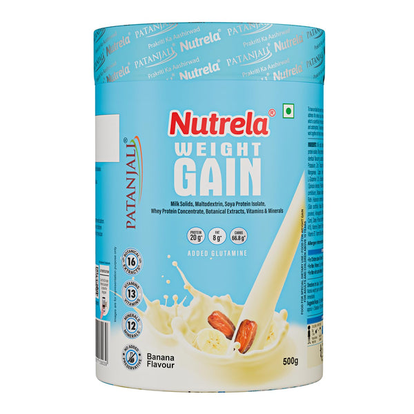 NUTRELA Weight Gainer Banana Flavour 500g, High-Calorie Mass Gainer with Protein, Vitamins & Minerals