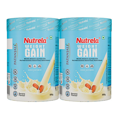 NUTRELA Weight Gainer Banana Flavour 500g, High-Calorie Mass Gainer with Protein, Vitamins & Minerals (10)