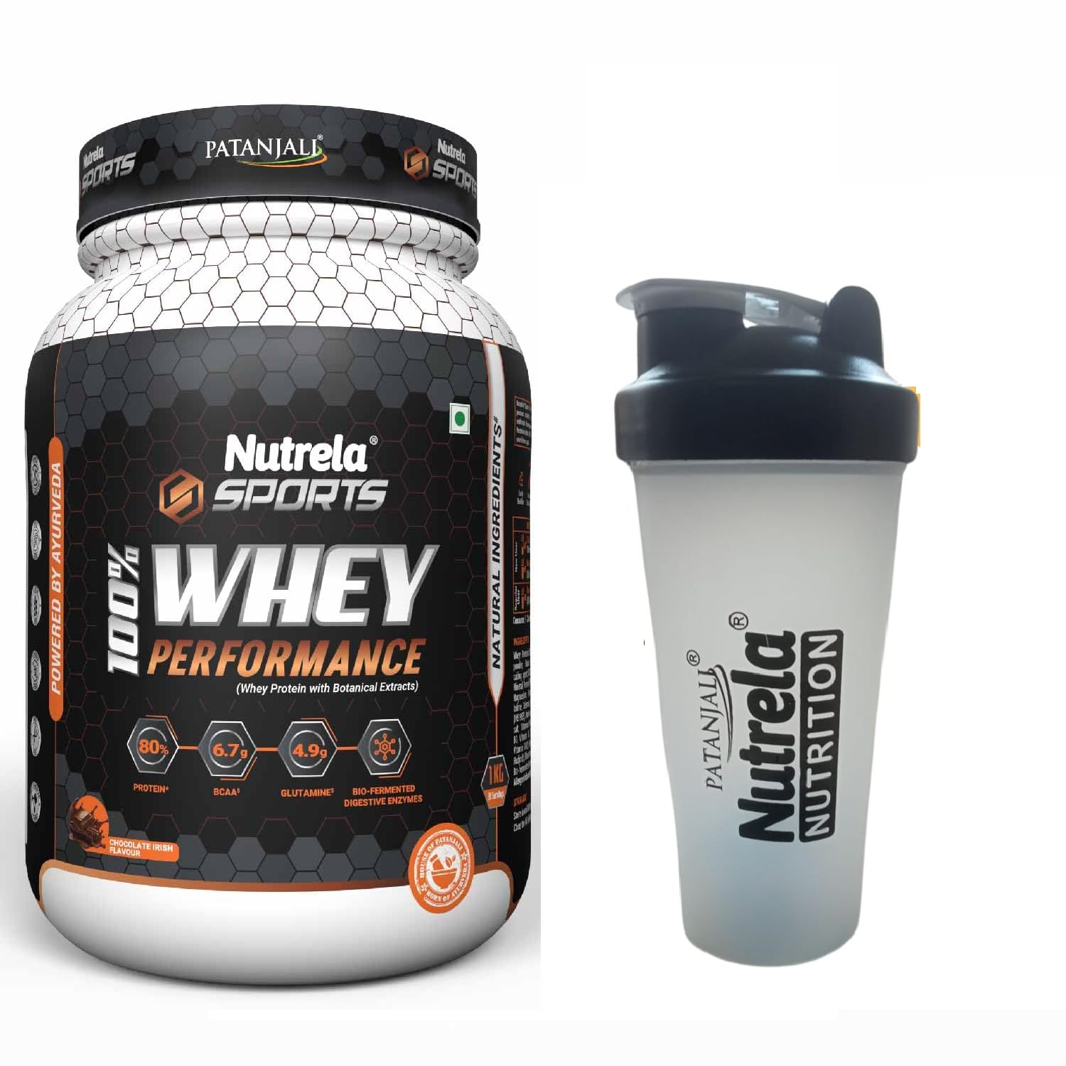Nutrela Whey Protein Concentrate Powder, 1 kg, Chocolate Flavour, with Free Shaker