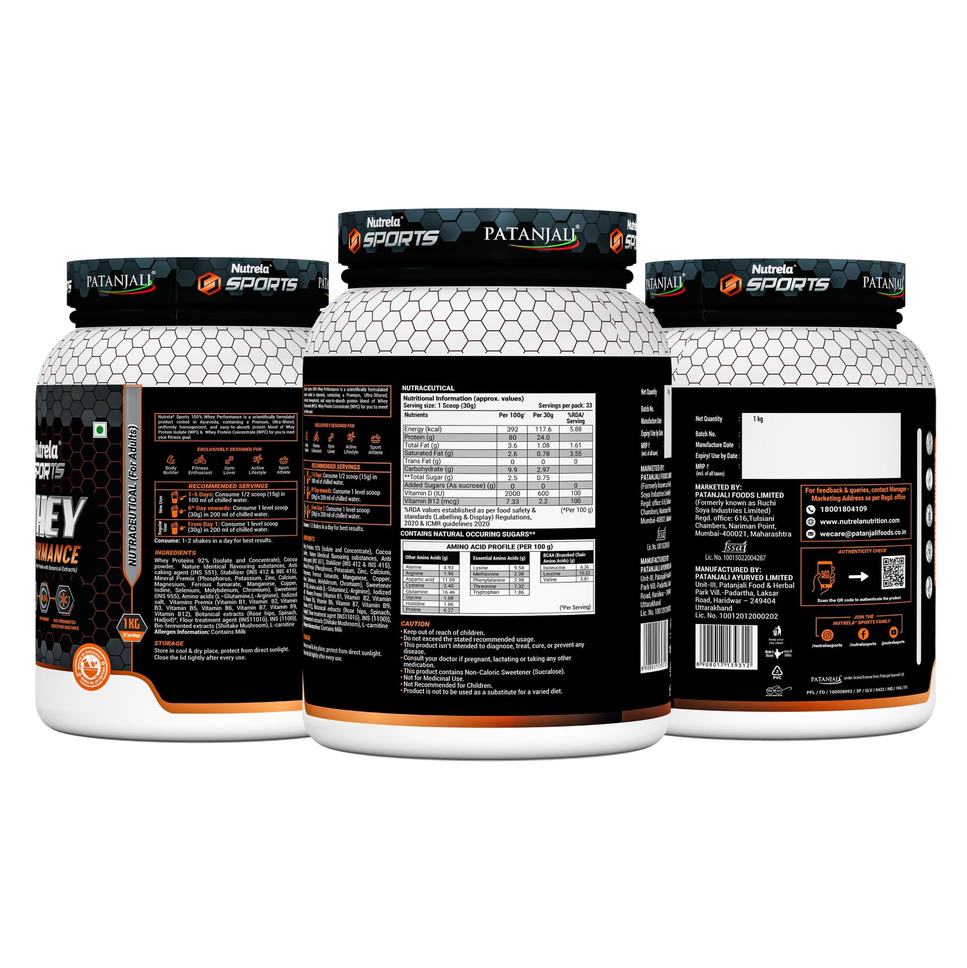 Nutrela Whey Protein Concentrate Powder, 1 kg, Chocolate Flavour, with Free Shaker - size and scale
