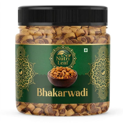 NUTRI LEAF Gujrati Mini Bhakarwadi, Gluten Free Ready to Eat Namkeen Snack, Masala Flavor