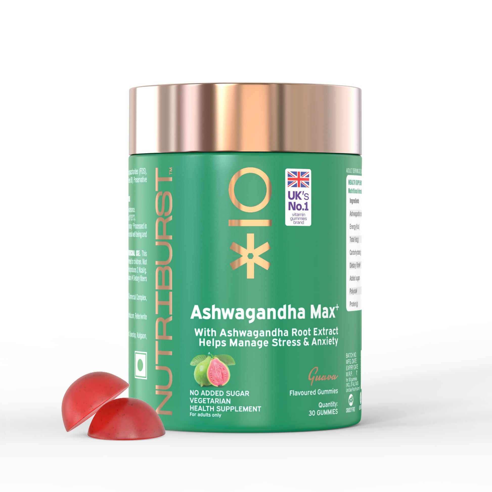 Nutriburst Ashwagandha Max 500mg Gummies for Stress and Anxiety Relief | Vigour, Energy, Power & Stamina | Relax Refresh Mind