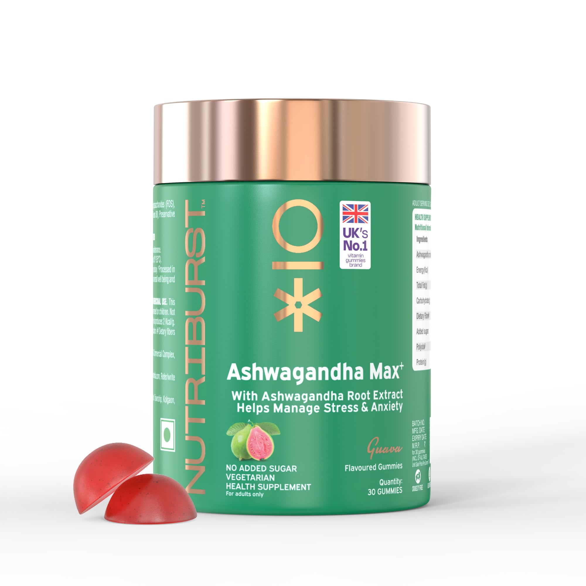 Nutriburst Ashwagandha Max 500mg Gummies for Stress and Anxiety Relief | Vigour, Energy, Power & Stamina | Relax Refresh Mind