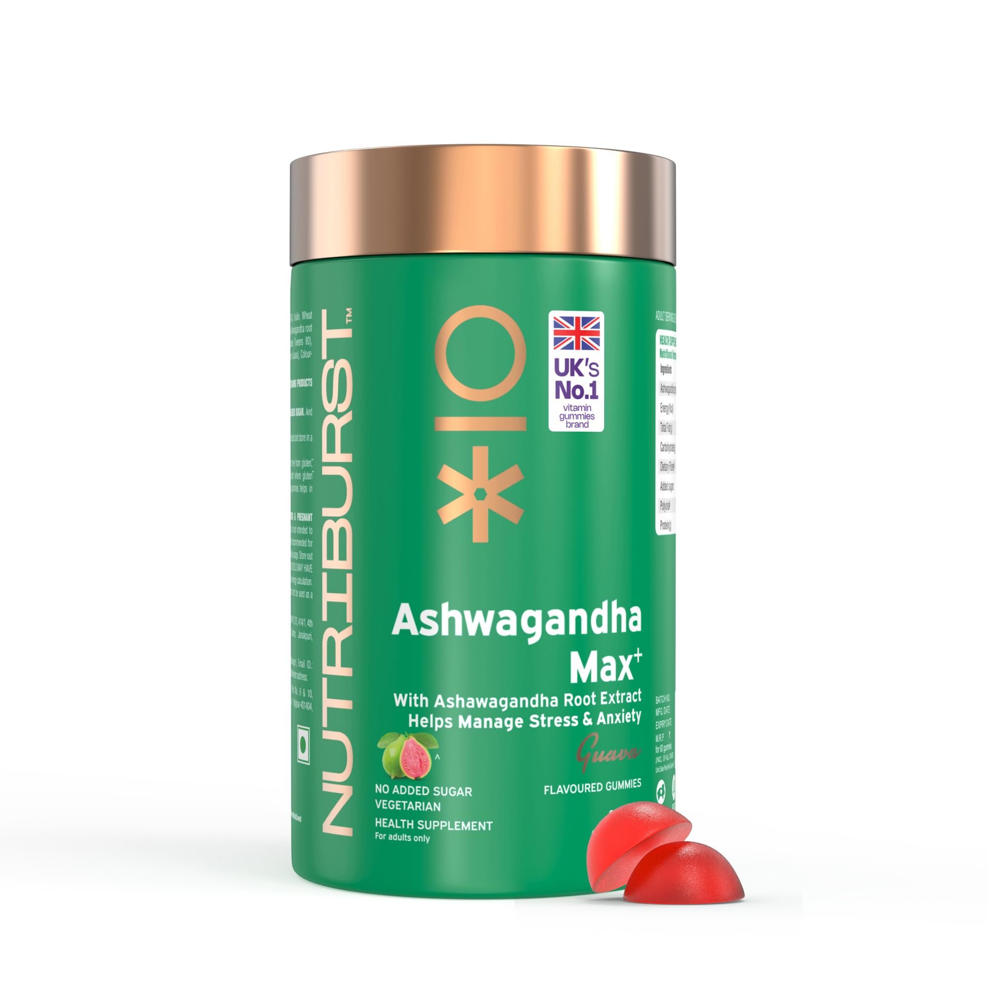 Nutriburst Ashwagandha Max 500mg Gummies for Stress and Anxiety Relief | Vigour, Energy, Power & Stamina | Relax Refresh Mind