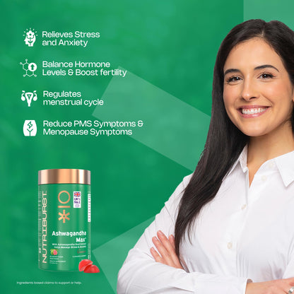 Nutriburst Ashwagandha Max 500mg Gummies for Stress and Anxiety Relief | Vigour, Energy, Power & Stamina | Relax Refresh Mind
