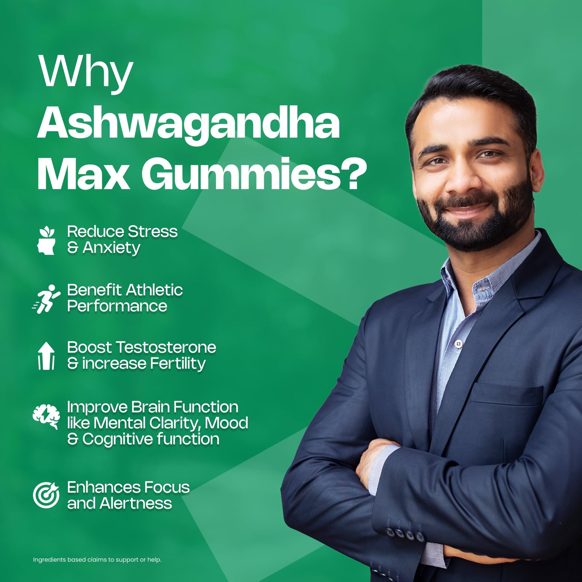 Nutriburst Ashwagandha Max 500mg Gummies for Stress and Anxiety Relief | Vigour, Energy, Power & Stamina | Relax Refresh Mind