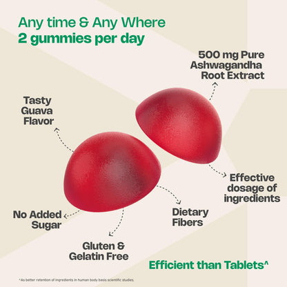 Nutriburst Ashwagandha Max 500mg Gummies for Stress and Anxiety Relief | Vigour, Energy, Power & Stamina | Relax Refresh Mind