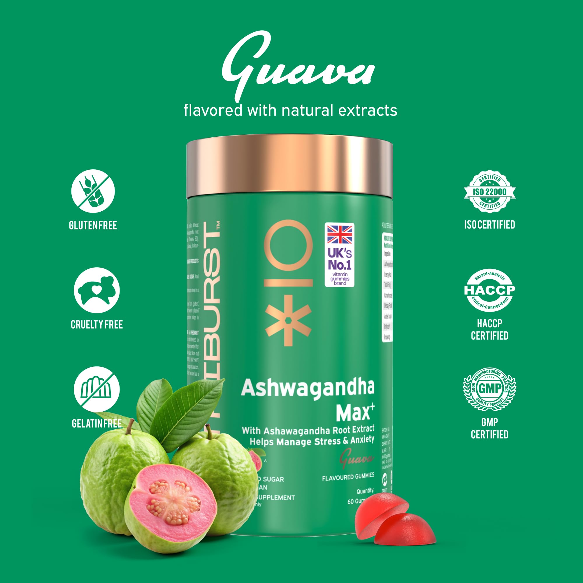 Nutriburst Ashwagandha Max 500mg Gummies for Stress and Anxiety Relief | Vigour, Energy, Power & Stamina | Relax Refresh Mind