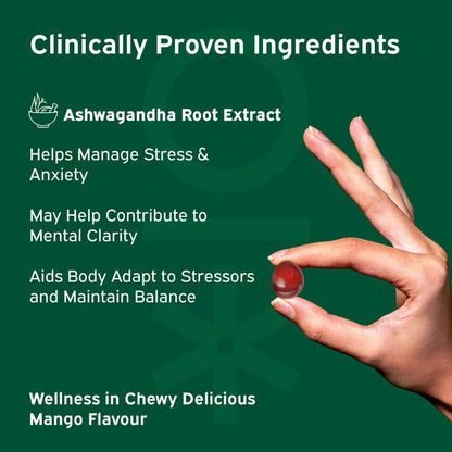Nutriburst Ashwagandha Max 500mg Gummies for Stress and Anxiety Relief | Vigour, Energy, Power & Stamina | Relax Refresh Mind