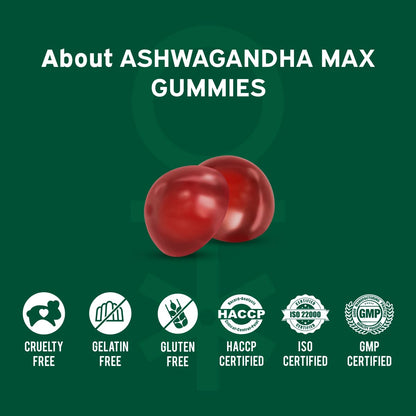 Nutriburst Ashwagandha Max 500mg Gummies for Stress and Anxiety Relief | Vigour, Energy, Power & Stamina | Relax Refresh Mind