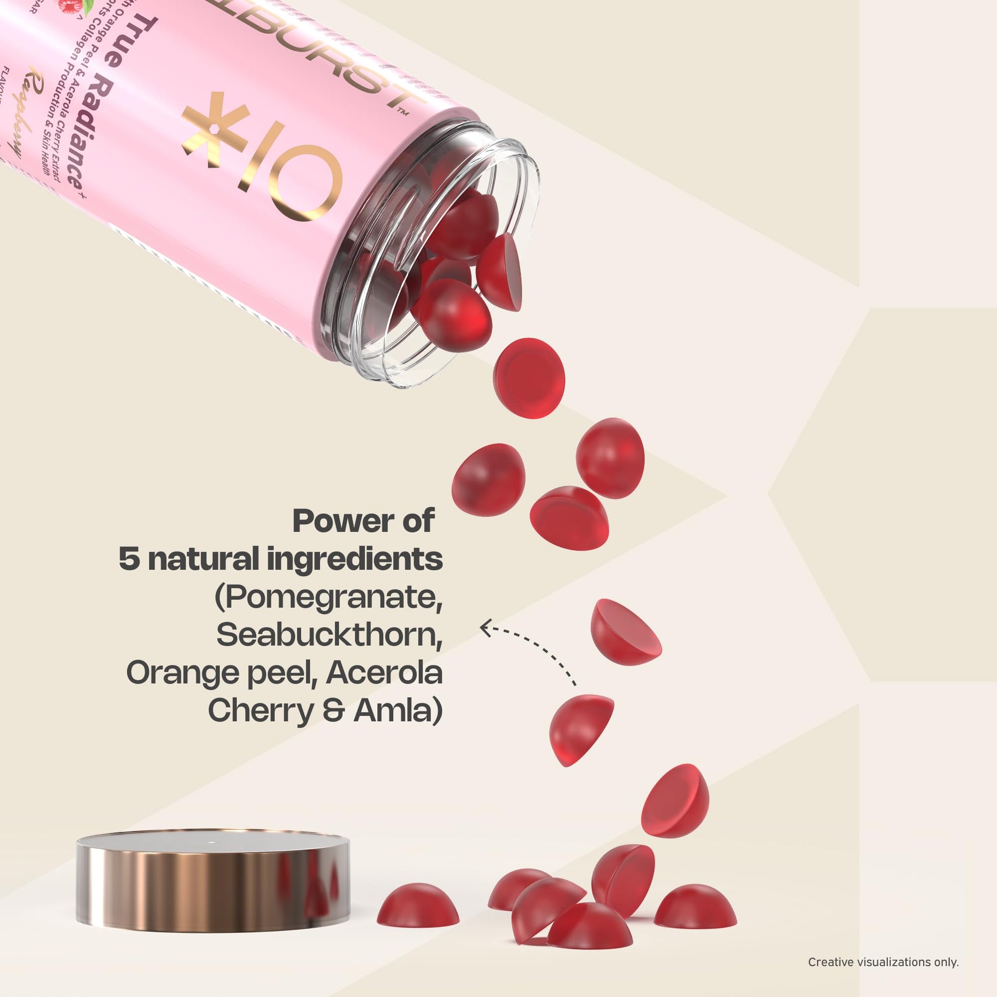 Nutriburst Collagen Gummies, Raspberry Flavor, 60 Count, Vegetarian, No Added Sugar - label detail
