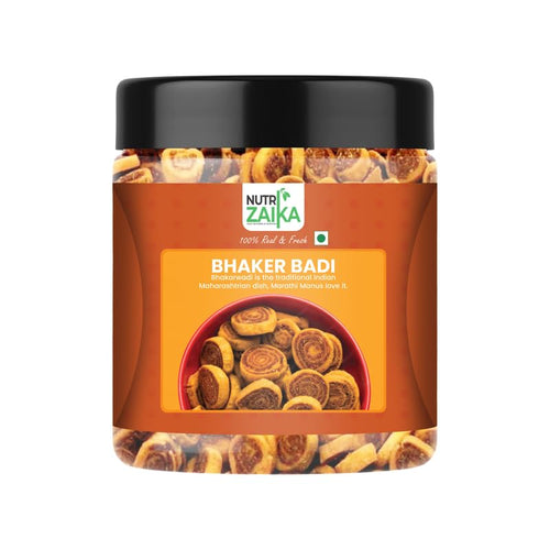 NUTRIZAIKA Gujrati Mini Bhakarwadi, Crunchy Gluten-Free Masala Namkeen, Ready to Eat Snack