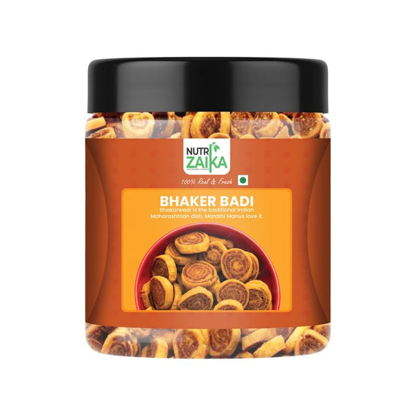 NUTRIZAIKA Gujrati Mini Bhakarwadi, Crunchy Gluten-Free Masala Namkeen, Ready to Eat Snack