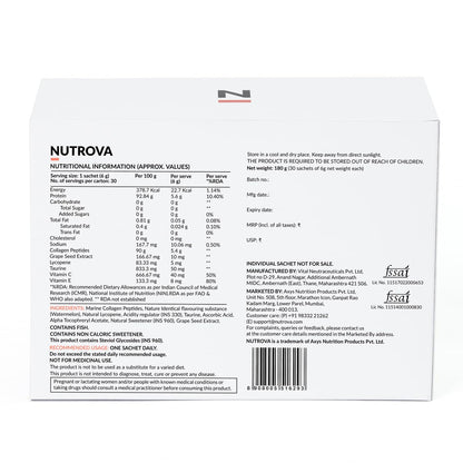 NUTROVA Collagen+ Antioxidants Marine Collagen Powder Supplement with Vitamin C, E, Taurine for Adults - front view (13)