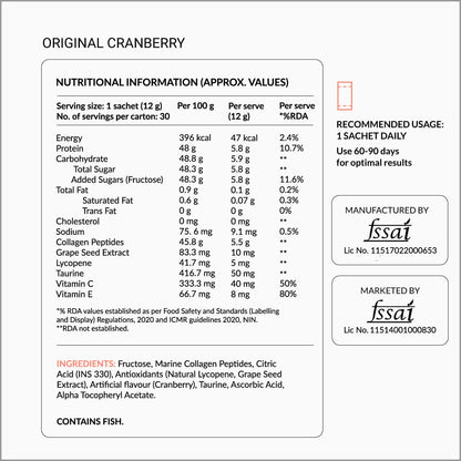 NUTROVA Collagen+ Antioxidants Marine Collagen Powder Supplement with Vitamin C, E, Taurine for Adults - back view