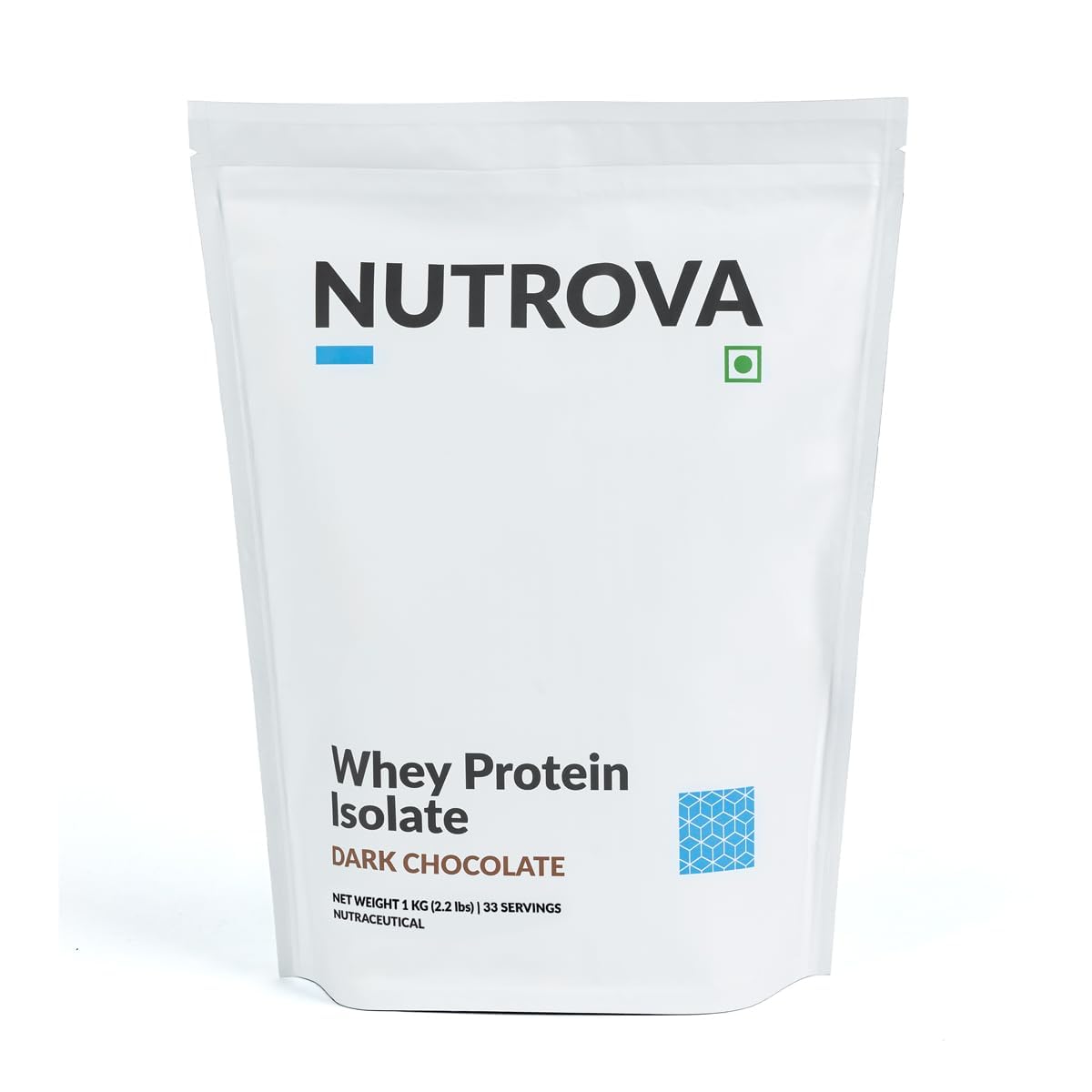 NUTROVA Whey Protein Isolate Powder, Dark Chocolate, 1Kg, 24g Protein per Scoop, No Artificial Sweeteners