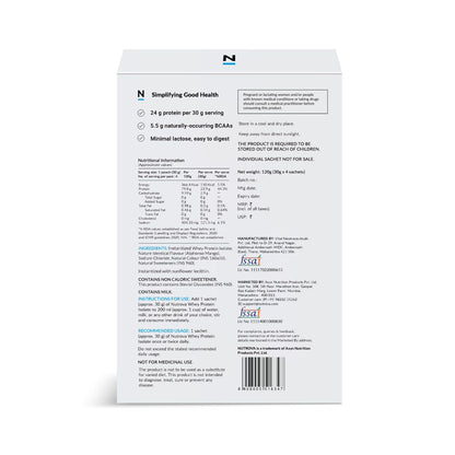 NUTROVA Whey Protein Isolate Powder, Dark Chocolate, 1Kg, 24g Protein per Scoop, No Artificial Sweeteners - front view (19)