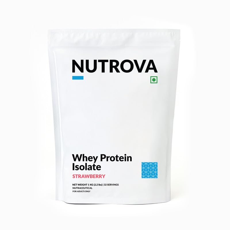 NUTROVA Whey Protein Isolate Powder, Dark Chocolate, 1Kg, 24g Protein per Scoop, No Artificial Sweeteners (20)