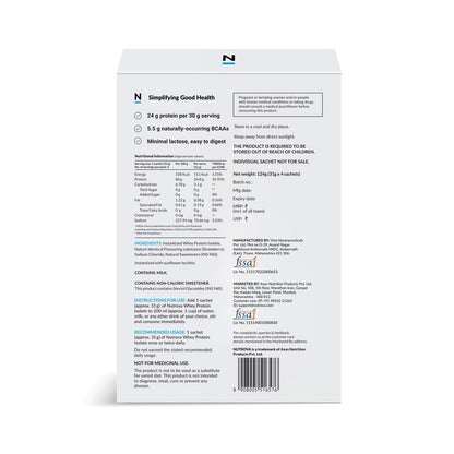 NUTROVA Whey Protein Isolate Powder, Dark Chocolate, 1Kg, 24g Protein per Scoop, No Artificial Sweeteners - front view (31)