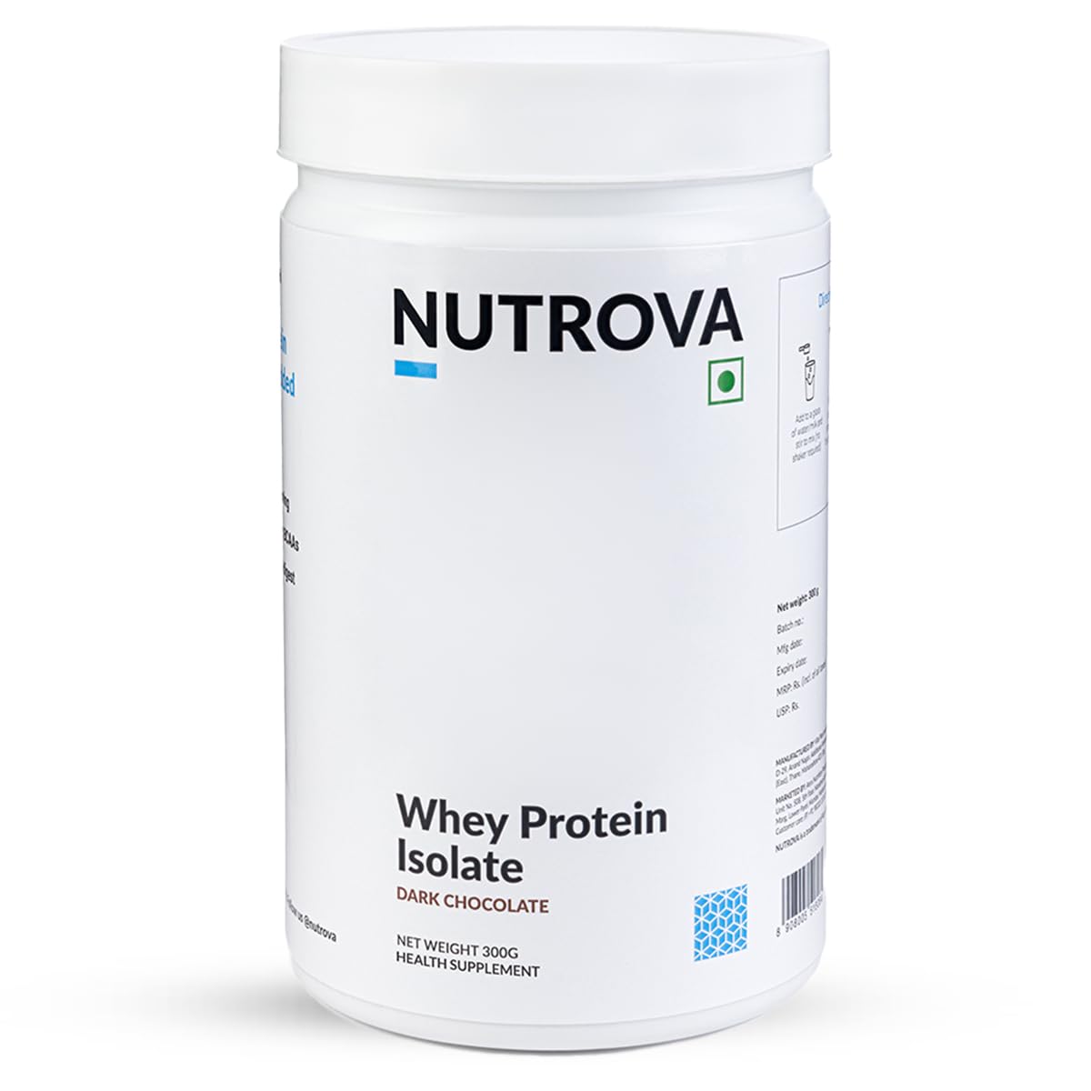 NUTROVA Whey Protein Isolate Powder, Dark Chocolate, 1Kg, 24g Protein per Scoop, No Artificial Sweeteners (9)