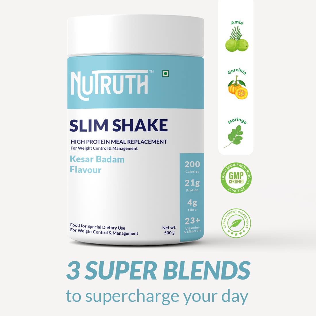 NUTRUTH High Protein Meal Replacement Shake, 21g Protein, Gluten Free, 500g Powder - back view (10)