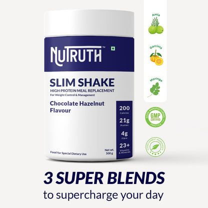 NUTRUTH High Protein Meal Replacement Shake, 21g Protein, Gluten Free, 500g Powder - back view
