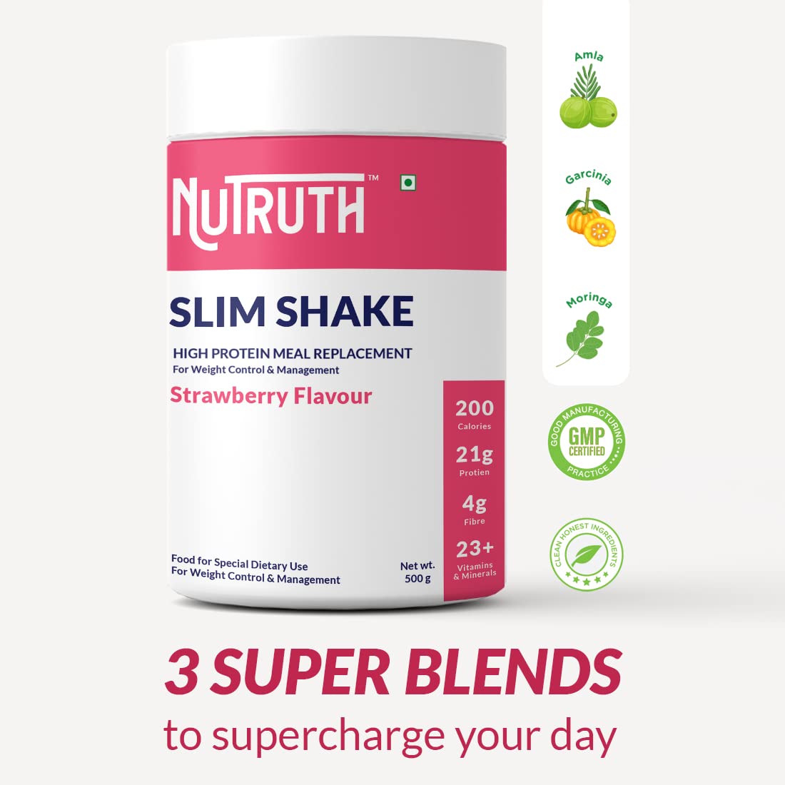 NUTRUTH High Protein Meal Replacement Shake, 21g Protein, Gluten Free, 500g Powder - back view (31)