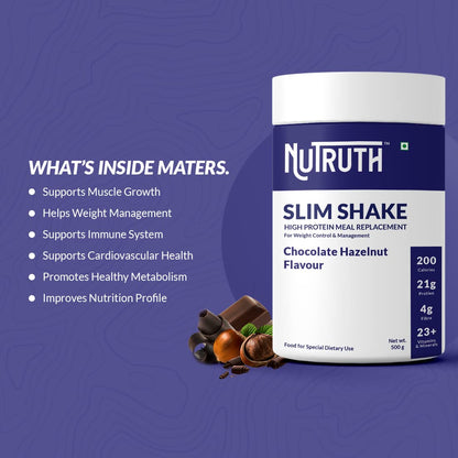 NUTRUTH High Protein Meal Replacement Shake, 21g Protein, Gluten Free, 500g Powder - packaging
