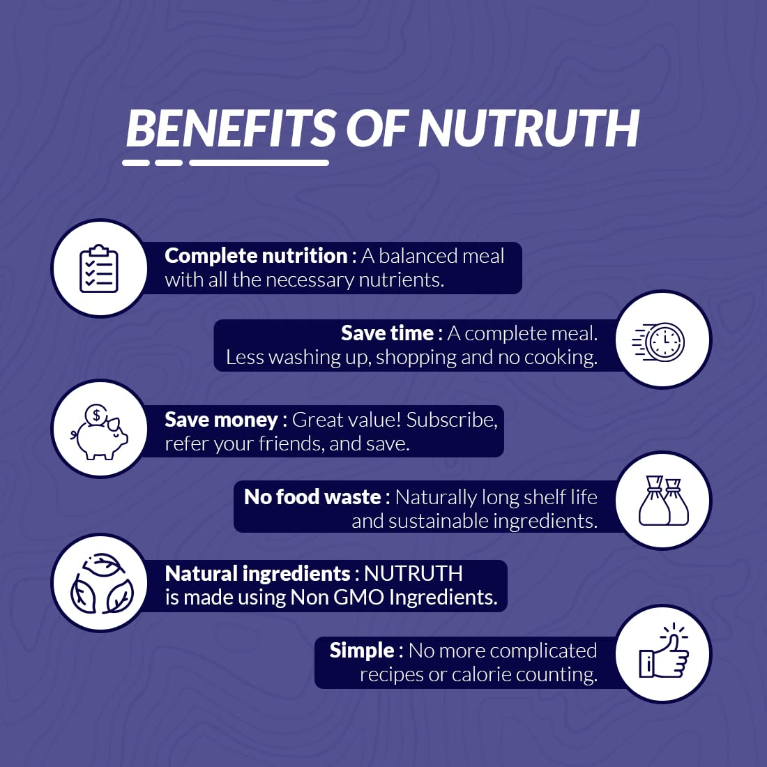 NUTRUTH High Protein Meal Replacement Shake, 21g Protein, Gluten Free, 500g Powder - ingredients panel