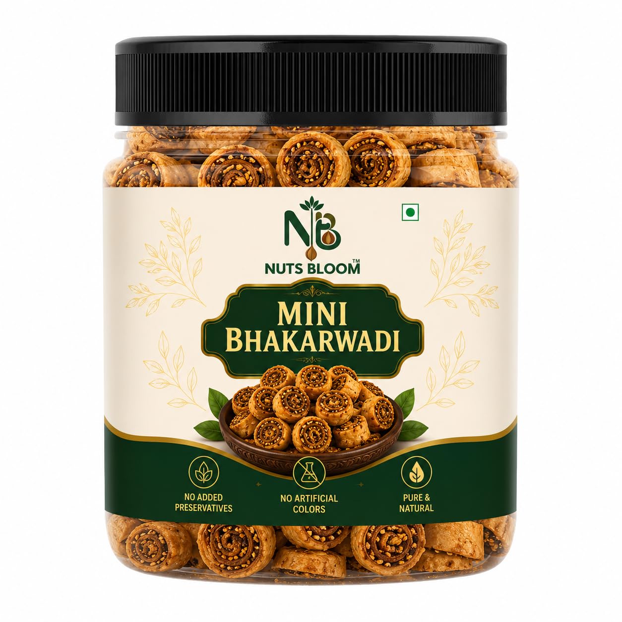 NUTS BLOOM Bhakarwadi, Crispy Spicy Traditional Indian Namkeen Snack, Authentic Maharashtrian Flavour
